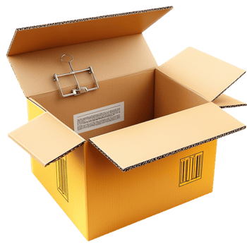 Cardboard box with open flaps for packing png