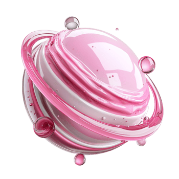 Glossy pink sphere with swirling patterns png