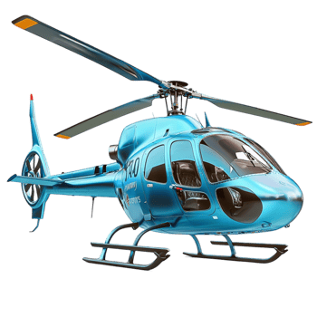 Sleek blue helicopter ready for flight png