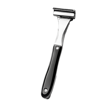 A closeup view of a razor blade on a transparent background highlighting its sleek design and sharp edge, razor blade isolated on a transparent background png