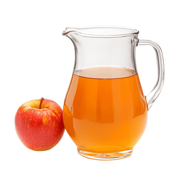 Fresh apple juice in a clear pitcher beside a ripe red apple on a bright background, Apple juice in a pitcher isolated png