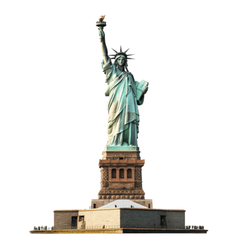 Statue of Liberty stands tall on a transparent background symbolizing freedom in New York City, Statue of Liberty in New York isolated on transparent background png