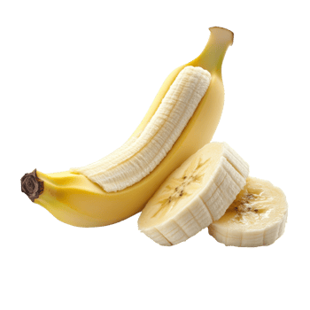 Fresh banana slices isolated on a transparent background showcasing vibrant yellow fruit, Banana slice isolated on transparent background background png