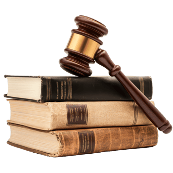 A legal gavel resting on top of law books against a transparent background highlighting judicial themes, Legal Gavel on Law Books On transparent background png