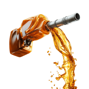 Gasoline flows from a fuel pump creating a dynamic splash against a clean transparent backdrop, Gasoline gushing out from pump isolated on transparent background png
