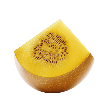 Half gold kiwi displayed on a transparent background showcasing its unique color and texture for culinary inspiration, half gold kiwi isolated on transparent background png