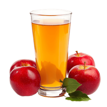 Refreshing apple juice served in a clear glass with fresh red apples on a transparent surface, A glass of apple juice with red apples isolated png