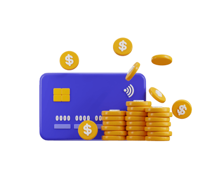 Credit card with dollar coin stack icon 3d render concept of online payment system, digital wallet payment, pay 3d credit card png