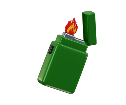 Camping lighter icon 3d render concept of bonfire, holiday vacation icon illustration png