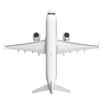 Top view of a modern airplane isolated on a transparent background demonstrating aviation design, Airplane isolated on transparent background png