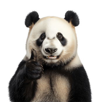Panda bear giving a thumbs up, isolated on a clean transparent background, Panda Bear Giving ThumbsUp Isolated on transparent background png
