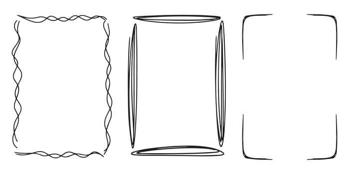 Various abstract frames doodle hand drawn for element and illustration vector