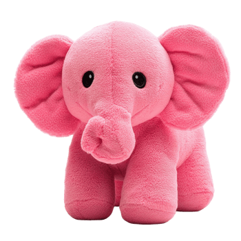 Soft pink elephant stuffed animal isolated on a clean transparent background for childrens decor and gifts, pink elephant stuffed animal isolated on transparent background png