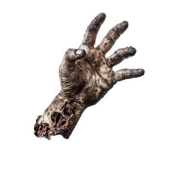 A zombie hand rises from the dark, damp ground during a spooky Halloween night haunting, Zombie Hand Emerging from Ground, Horror Scene, Halloween, transparent background png