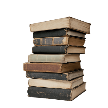 A stack of vintage books resting on a clean transparent background, showcasing various textures and colors in literature, up a stack of books on transparent backgroundfile png