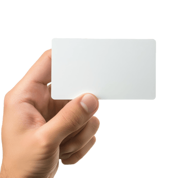 A hand presents a blank business name card against a clean transparent background, hand holding blank business name card on transparent backgroundfile png