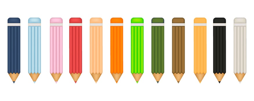 collection of twelve color colored pencils vector