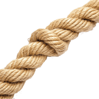 Natural fiber rope displayed against a clean transparent background, showcasing its sturdy texture and intricate weave, Rope on transparent background png