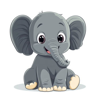 Adorable elephant sitting playfully on a transparent background, showcasing its cute features and joyful expression, cute elephant isolated on transparent background png