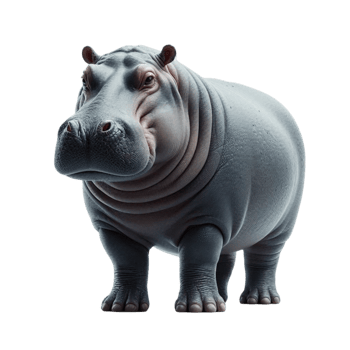 Realistic Hippopotamus Standing png
