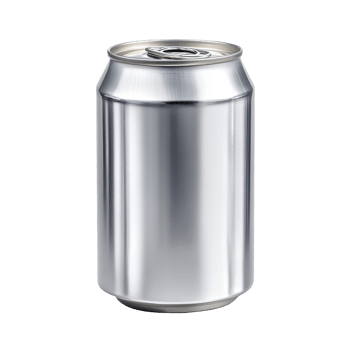 Aluminum can isolated on a transparent background showcasing its sleek silver appearance and design, aluminum can isolated on transparent png