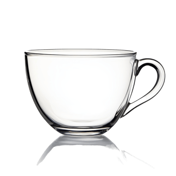 Clear empty glass tea cup displayed against a plain transparent background for an elegant beverage setting, Empty glass tea cup on transparent backgroundfile png