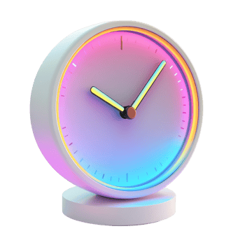 Stylish desk clock with vibrant neon lighting in an elegant design, perfect for modern office, fashionable desk clock with neon lighting, file of isolated object with shadow on transparent background png