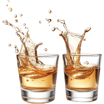 Tequila Shot with Splash and Whiskey Glasses Toast Illustration Isolated png