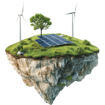 small island with solar panel illustration png