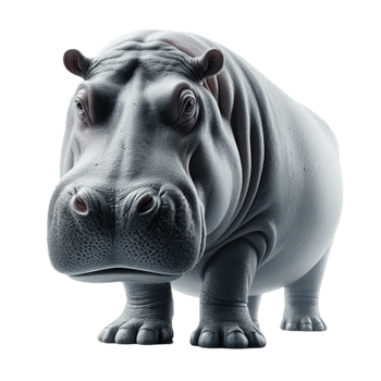 Realistic 3D Hippopotamus Standing png