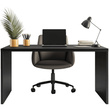 Workspace Illustration Featuring Office Desk with Lamp and Table Isolated png