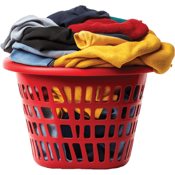 Colorful clothes in a red laundry basket illustration, Laundry clothes image png