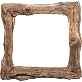 Isolated Old Rustic Driftwood Wooden Frame on Transparent Background png
