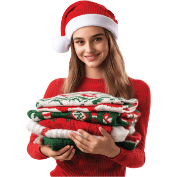 Young women holding a stack of sweaters, Stack various cloth illustration, clothing fold image png