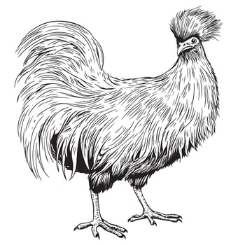 Funny silk hen chick sketch hand drawn in doodle style vector