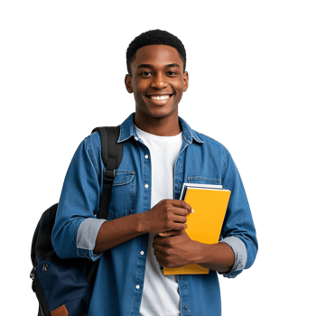 Smiling African American Student With Books And Backpack On A Transparent Background png