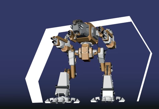 Combat robot with guns illustration. . vector