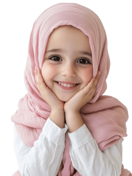 Smiling Young Girl With Pink Hijab Portrait Isolated with Transparent Background png