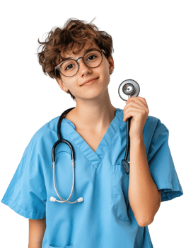 Smiling Young Healthcare Professional with Stethoscope in Blue Scrubs on Transparent Background png
