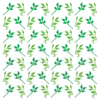 Green Leaves and Branch Pattern Two Shades Botanical Design Natural Elements Isolated White Background Decorative Use vector
