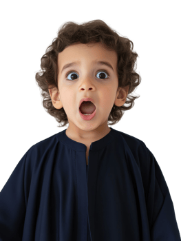 A young boy with a surprised look on his face png