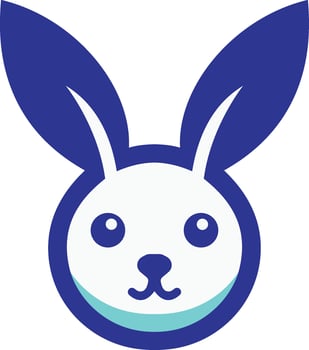 a blue bunny head with a blue background vector