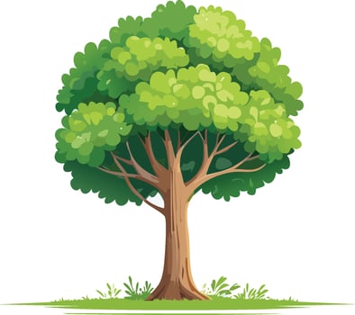 A cartoon tree with green leaves on a white background vector