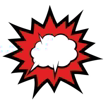 Comic Book Speech Bubble with a Dynamic Explosion in Red and Yellow vector