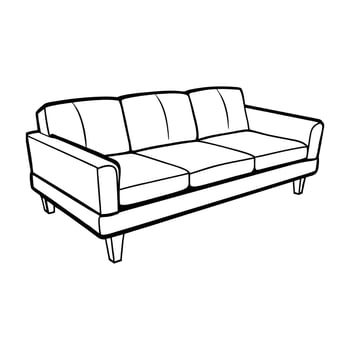 a black and white drawing of a couch white background.. vector