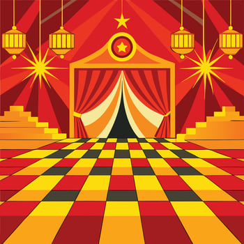 a circus tent with a red and yellow checkered floor vector