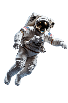 Full Body Astronaut in Flight Space Suit on Transparent Background png
