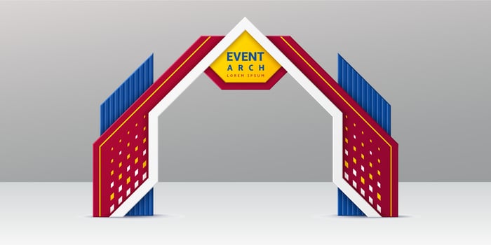 An arch with a sign that says event arch vector