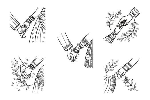 Hand drawn illustration of hands holding hands vector