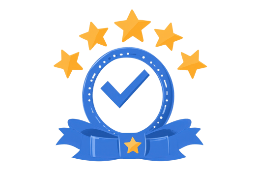 Illustration of five yellow starsabove a blue png